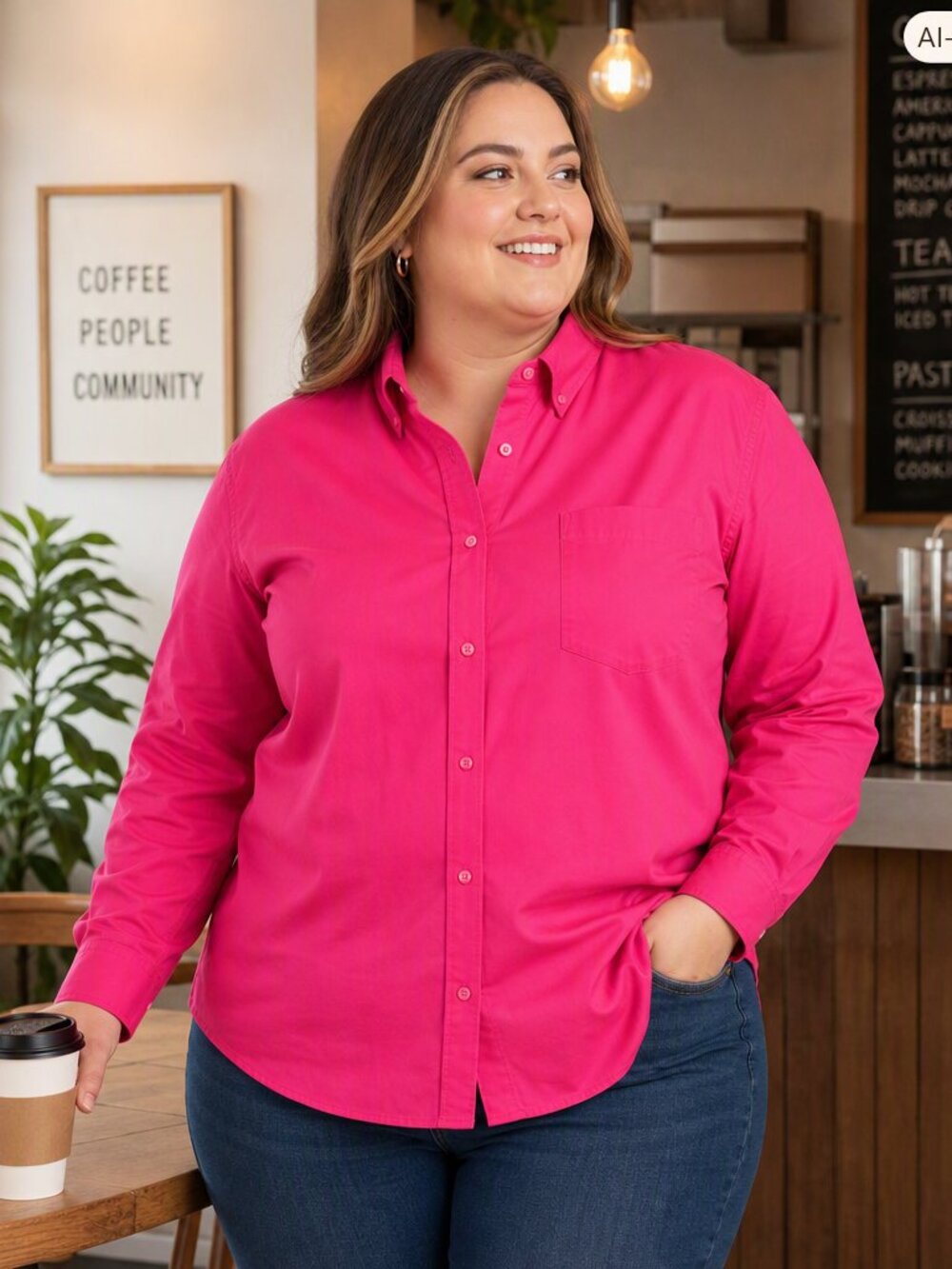 J for Justify Fuchsia Button-Down Shirt